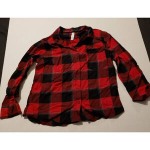 Stars Above M Red & Black Buffalo Plaid Flannel Pajama Top